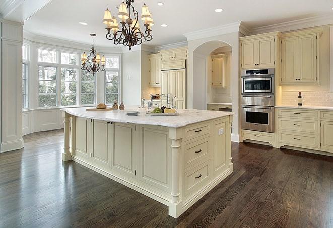 glossy laminate flooring in a living room in Aquebogue, NY